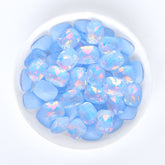 Light Blue AM Pillow Shape Glass Pointed Back Fancy Rhinestones